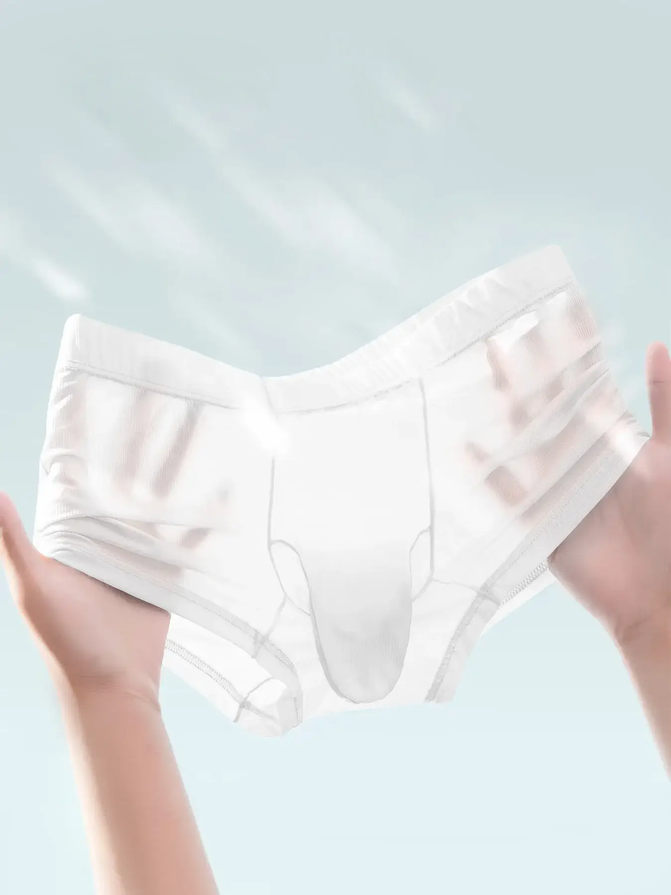 Transparent Boxer Briefs Men Sexy Underwear Ultra Thin Underpants See Through Ice Silk Knickers Smooth Glossy Lingerie Shorts — image 9
