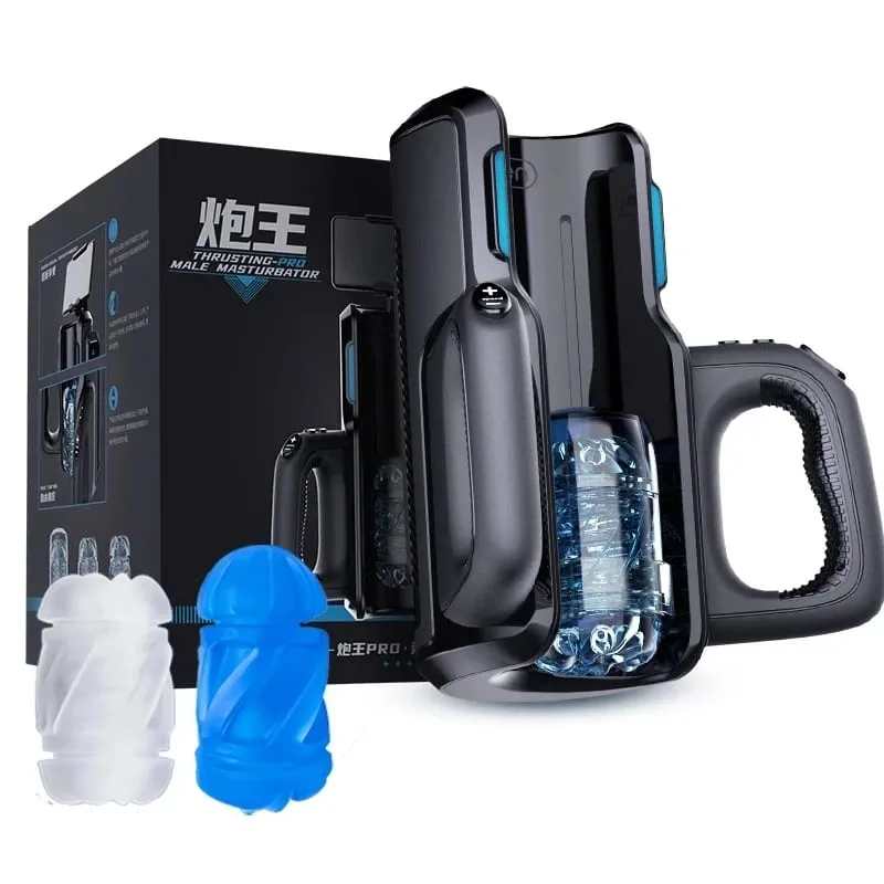 Leten Dual Handles Sex Machine Powerful Electric Thrusting Male Masturbator Adult Toys 2 Soft Sleeve Voice Penis Trainer Sex Toy