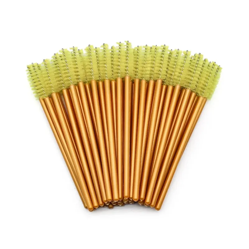 50Pcs Disposable Eyelash Makeup Brush Mascara Wands Gold Mini Eye Lash Brushes Short Eyebrow Comb Eyelashes Extension Tool — image 17