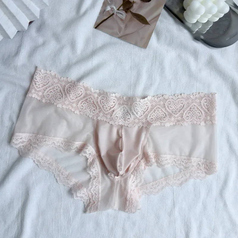 Men Ice Silk Lace Trim Thin Seamless Briefs Glossy 3D Pouch Lightweight Underwear Panties Comfortable Daily Lingerie — image 18