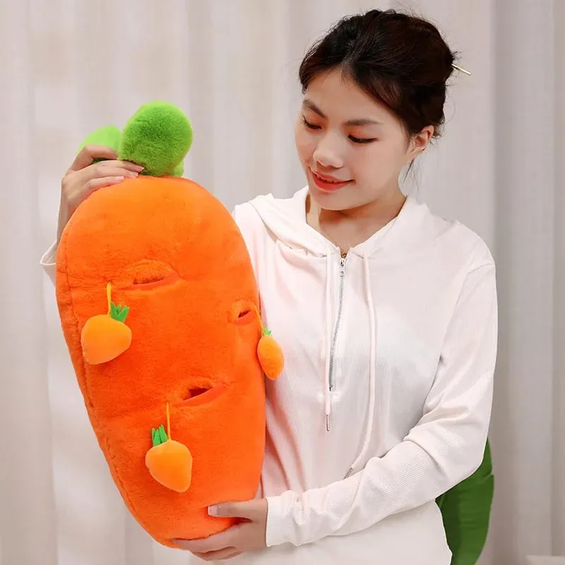 60cm Rabbit Fur Realistic Plant Carrot Pillow Interactive Pull Carrot Game Plush Waist Cushion Sofa Pillow Easter Day Decoration — image 6