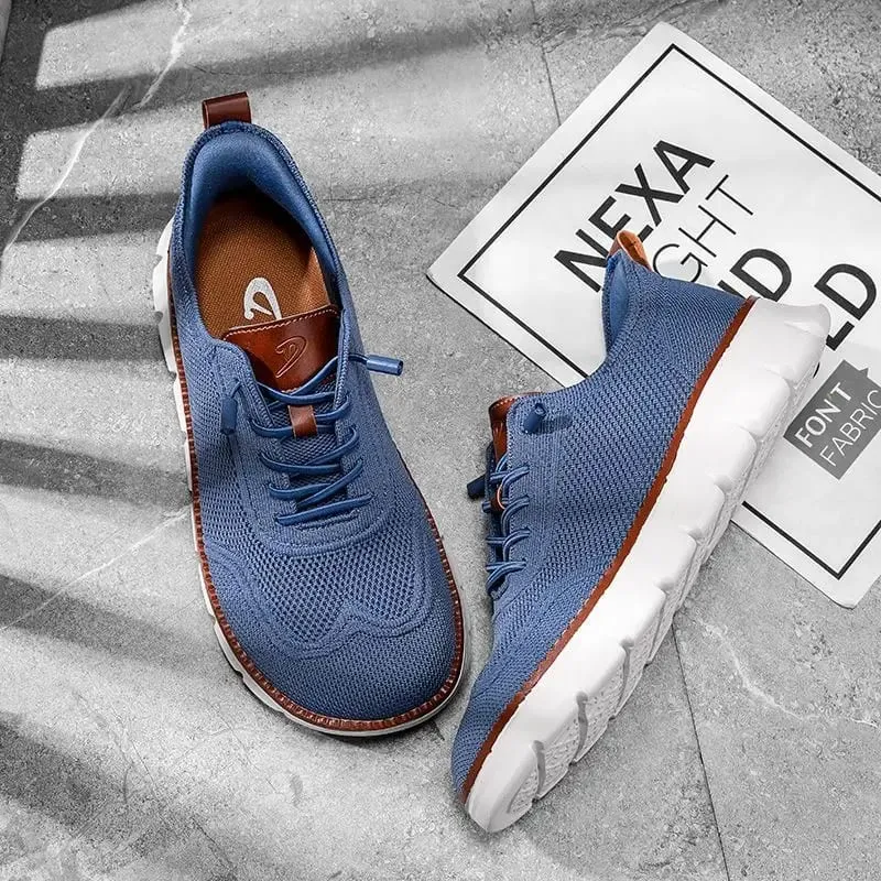 Men's Breathable Knit Wide‑Toe Casual Shoes Lightweight Comfortable Walking Hiking Sneakers Non‑Slip Soft Sole Fashion Dress S