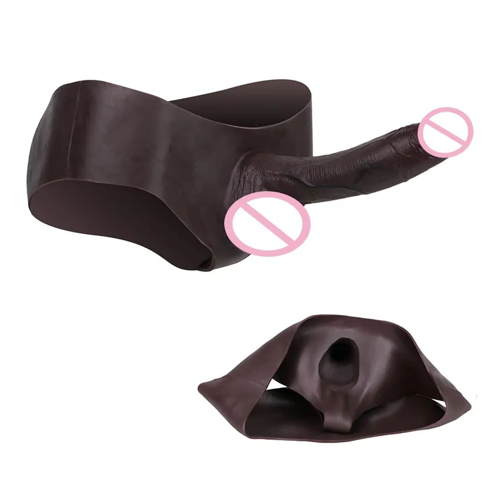 Mutandine con dildo cavo ultra realistico Slip in silicone Strapon Pene Estendi pantaloni a maniche Giocattoli sessuali per uomini Ingrandimento del cazzo