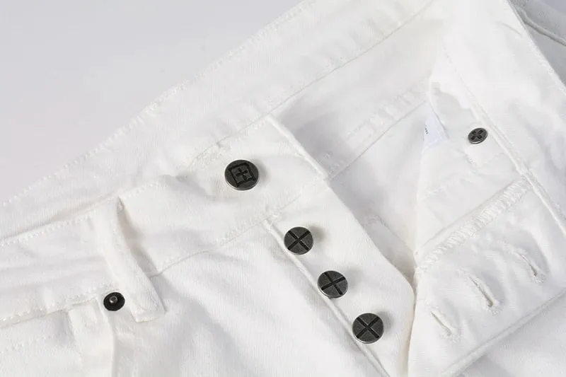 2026 New Arriva Men's Premium White Skinny Jeans Clean Fit Denim Pants High Street Fashion Trousers — image 10