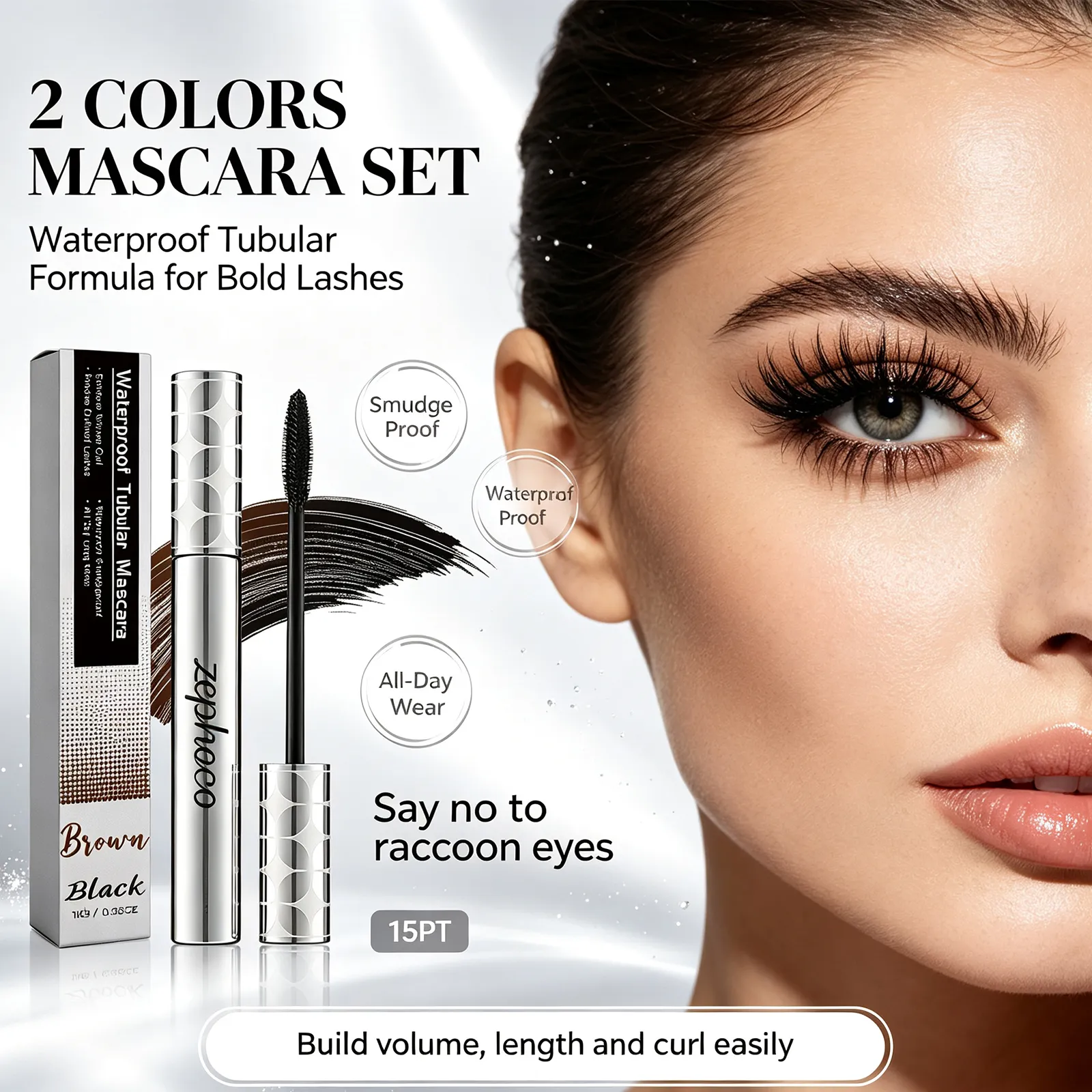 3D Black / Brown Mascara Waterproof Curled Eyelashes Fast Dry Eye Lashes Brush Beauty Makeup Beauty Lengthening Eye Cosmetics