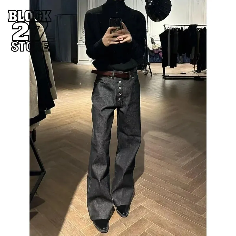Mens Jeans Harajuku Summer Hong Kong Style Letter Print Denim Pants Hip Hop Ins High Street Trendy Loose Cool Fashion Trousers — image 2