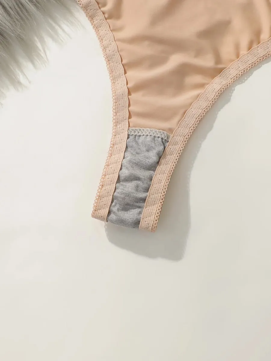 solid color daily 2-piece women's underwear set 3/4 cup paired with sexy thongs simple and comfortable Lingerie B2087 — image 6