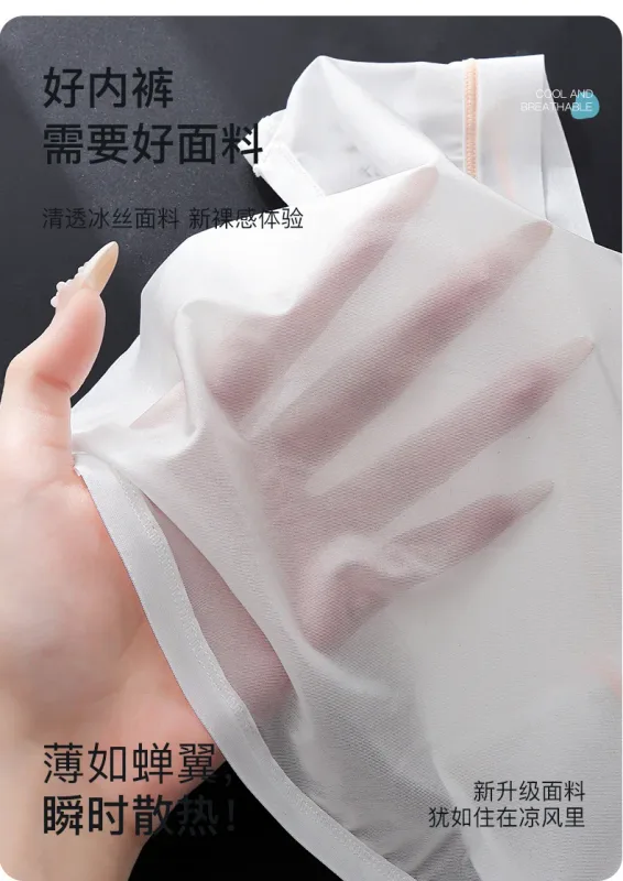 Women Panties for Men Ice Silk Seamless Brief Sexy Mesh Splicing Transparent Underwear Youth Breathable U Convex Pouch Underpant — image 10