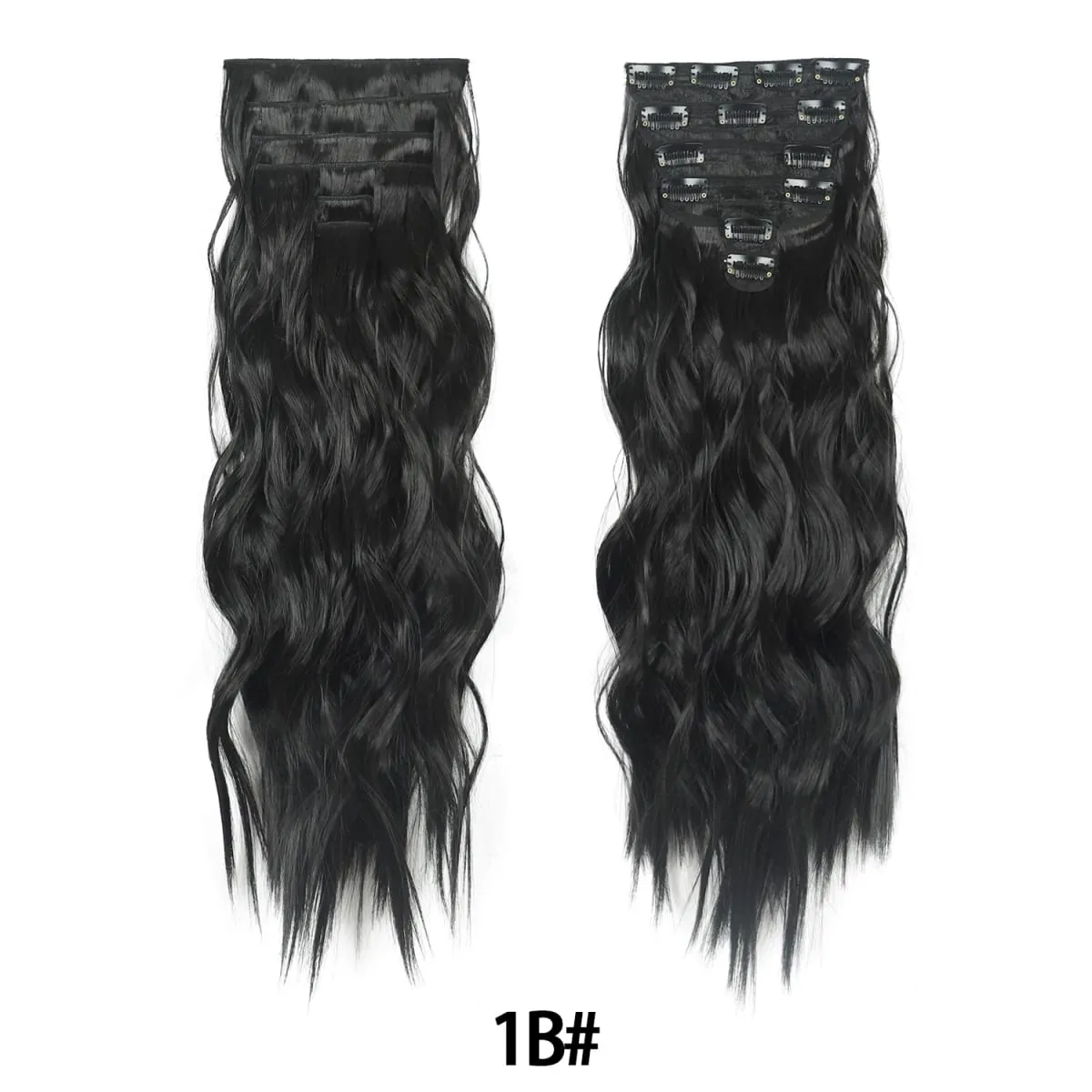 Clip in Hair Extensions 6PCS Thick Synthetic Hair Long Beach Waves hair Invisible Lace Weft Natural Soft Hairpieces for Women — image 8