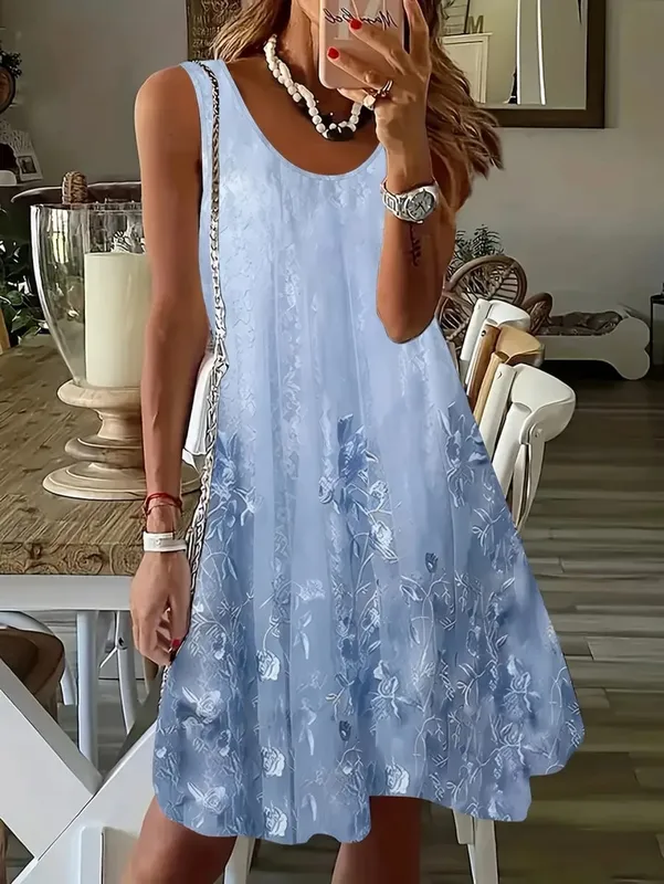 2026 Summer Women's Sleeveless Dresses Knee-Length Round-Neck Dresses Beach and Vacation Casual Dresses Printed Women's Dresses — image 7