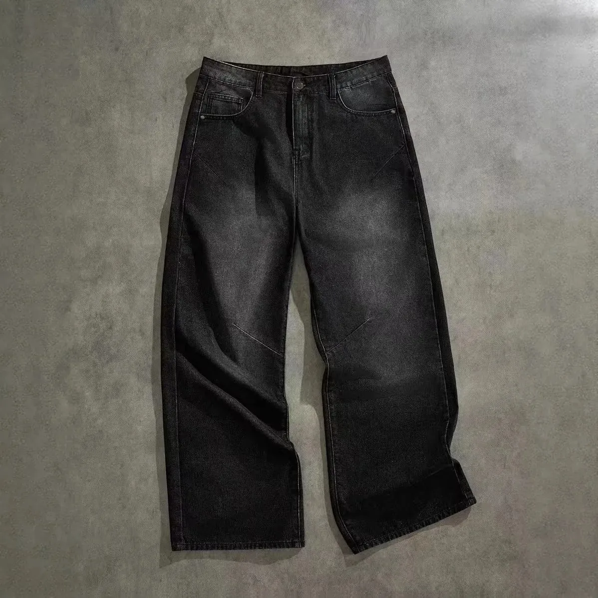 High Street Retro Washed Old Jeans Men's Trendy Brand Loose Straight Teen Wide-leg Floor-mopping Trousers