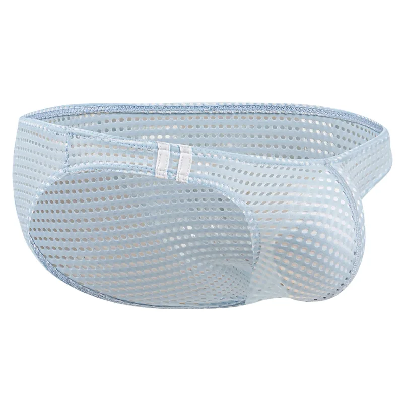 Men Briefs Summer Breathable Holes Underwear U Convex Thin Low Waist Briefs Slip Underpants Calzoncillos