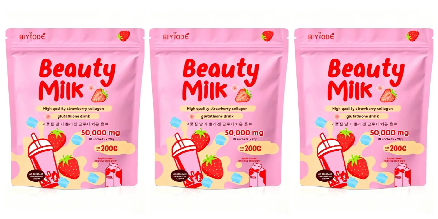 Strawberry Collagen Glutathione Drink Mix with Apple Extract for Skin Glow Support 10 Powder Sachets x 20g Net 200g — image 10