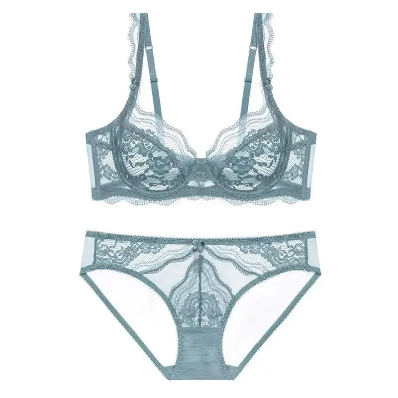 Nouvel Ensemble Plus Size Underwear Dentelle Ultra Fine Mode Style Français Uni Doux Armature Push Up Soutien Gorge Multi Taille — image 6