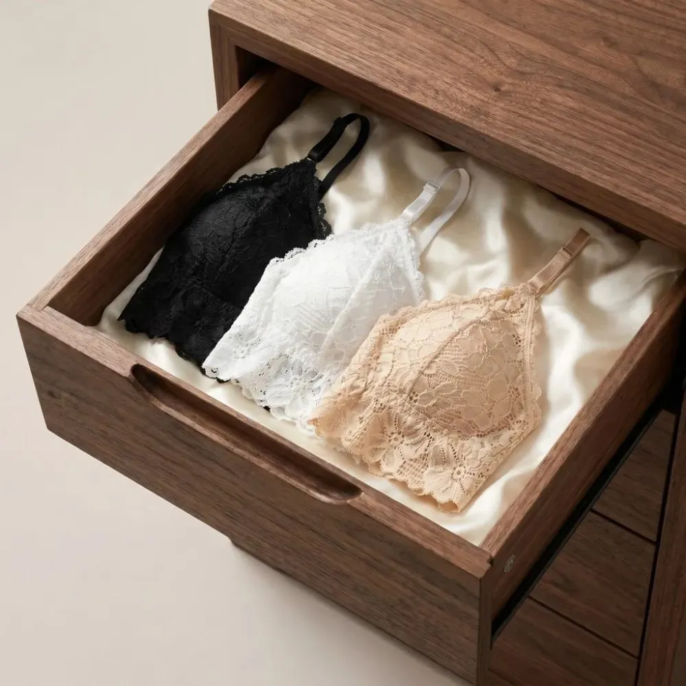 V Neck Lace Flower Bra Set Solid Color Low Waist Floral Panties Bra Kit Lingerie Transparent Lace Underwear Valentine's Day Gift — image 5