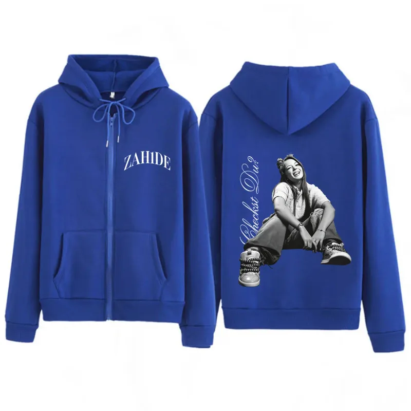 Singer Zahide Tour 2026 Merch Graphic Zipper Hoodies Men Women Fashion Winter Hip-hop Loose Casual Vintage Zip Up Sweatshirts — image 6