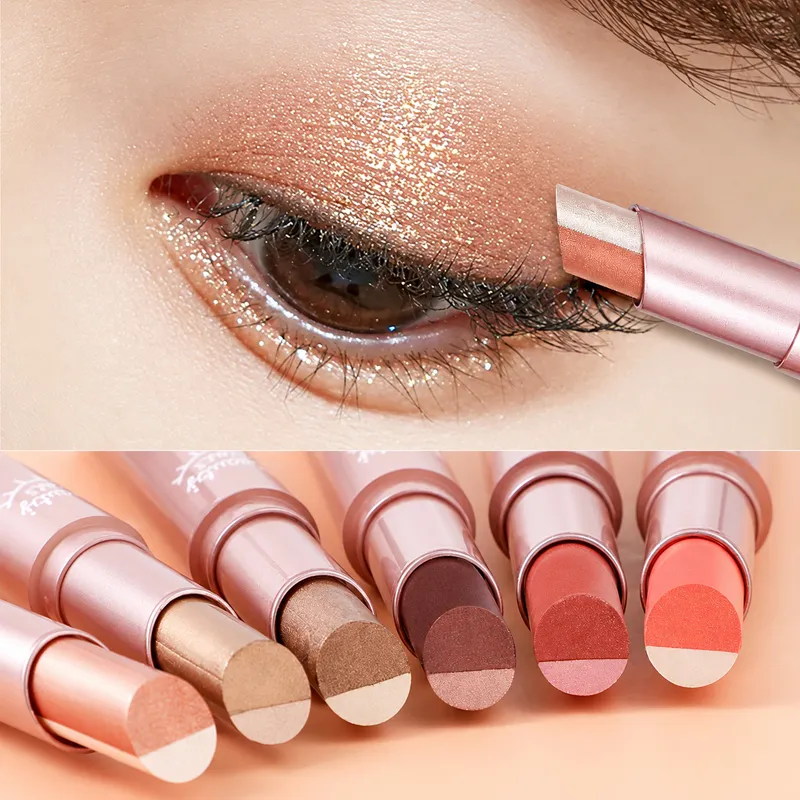 Two Tone Eyeshadow Stick Creamy Shimmer Eye Shadow Blendable Gradient Eye Makeup 6 Shades for Everyday and Party Looks — image 2