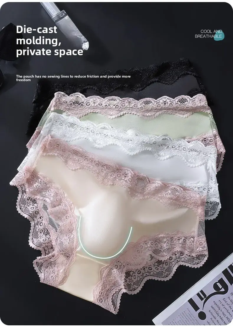 Men's Sexy Satin Lace Briefs 3D Contour Pouch Scalloped Trim Mesh Patchwork Ultra Smooth Low Rise High Elastic Male Underwear — image 1