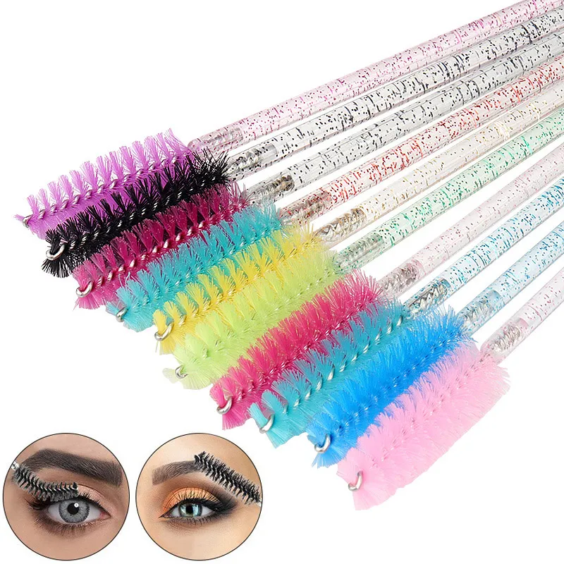 50pcs Crystal Rod Disposable Eyelash Brushes Eyelash Comb Eyebrow Comb Eyelash Curl Spiral Multi purpose Portable Makeup Brush — image 2