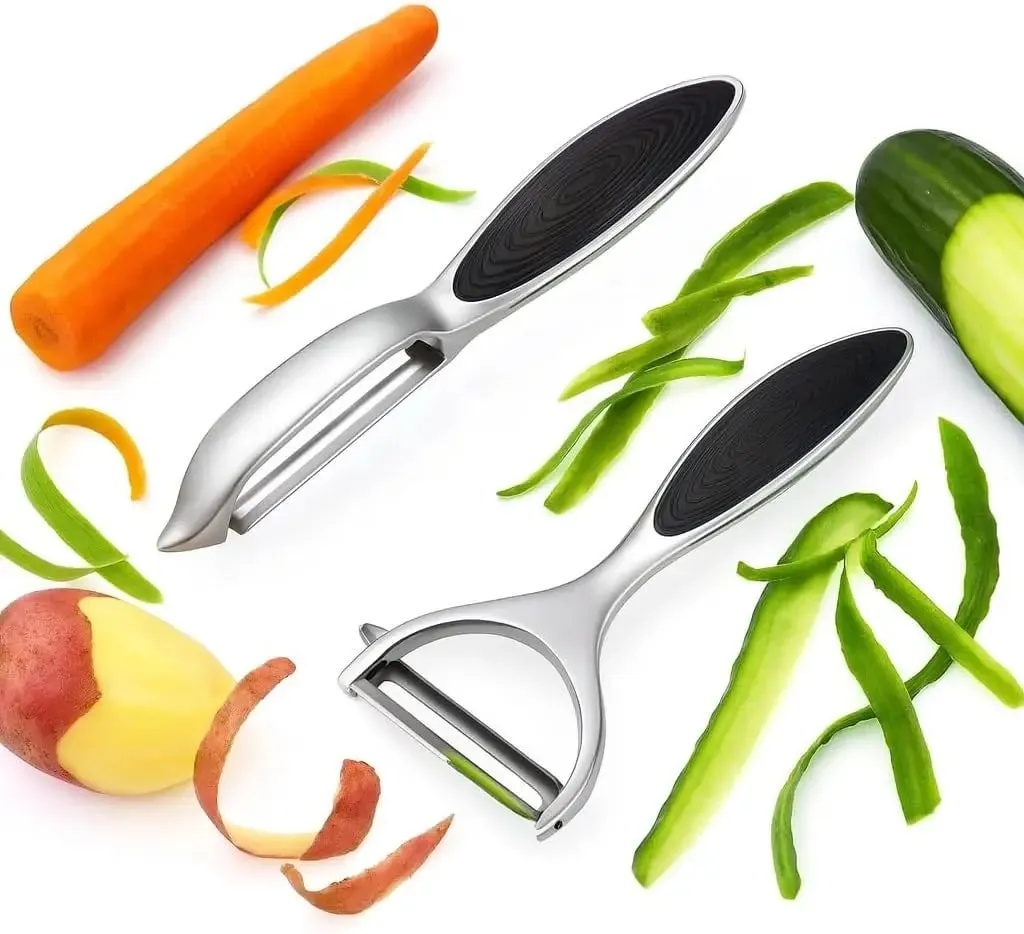 2pcs Vegetable Peeler Set Zinc Alloy Y Shaped I Shaped Peelers for Potatoes Carrots Apples Cucumbers Kitchen Food Prep Tool Use — image 1