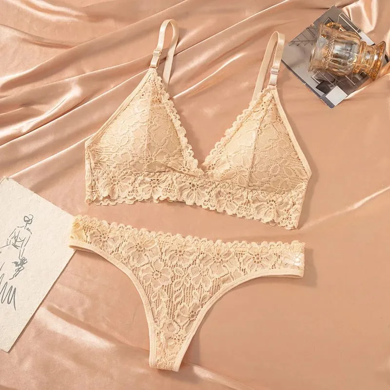 Women's Bra Set Large Size Sexy Lace Gathering Sling Vest Breathable Underwear Panties Womens Lingerie Set Bra and Panty Set — image 8