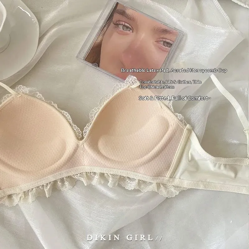 Sexy Lace Embroidered Bra Set with Small Chest Gathered for Collection Accessory Breasts Without Steel Rims Underwear Set — image 4