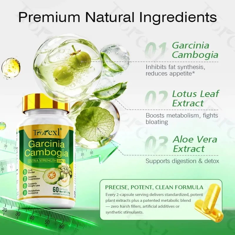 Garcinia Cambogia Supplements | Powerful Formula Flat Tummy | Pills to Lower Belly | Fight Weight Capsules for the Body — image 4