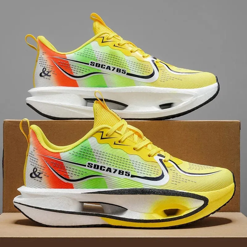 Unisex Lightweight Breathable Running Shoes - Cushioning and Wear-Resistant Technology White/Blue/Orange Color Combination Low-Top Mesh Design Suitable for Marathon Sprint and Casual Wear - All-Season Sneakers with Flexible Rubber Sole — image 1