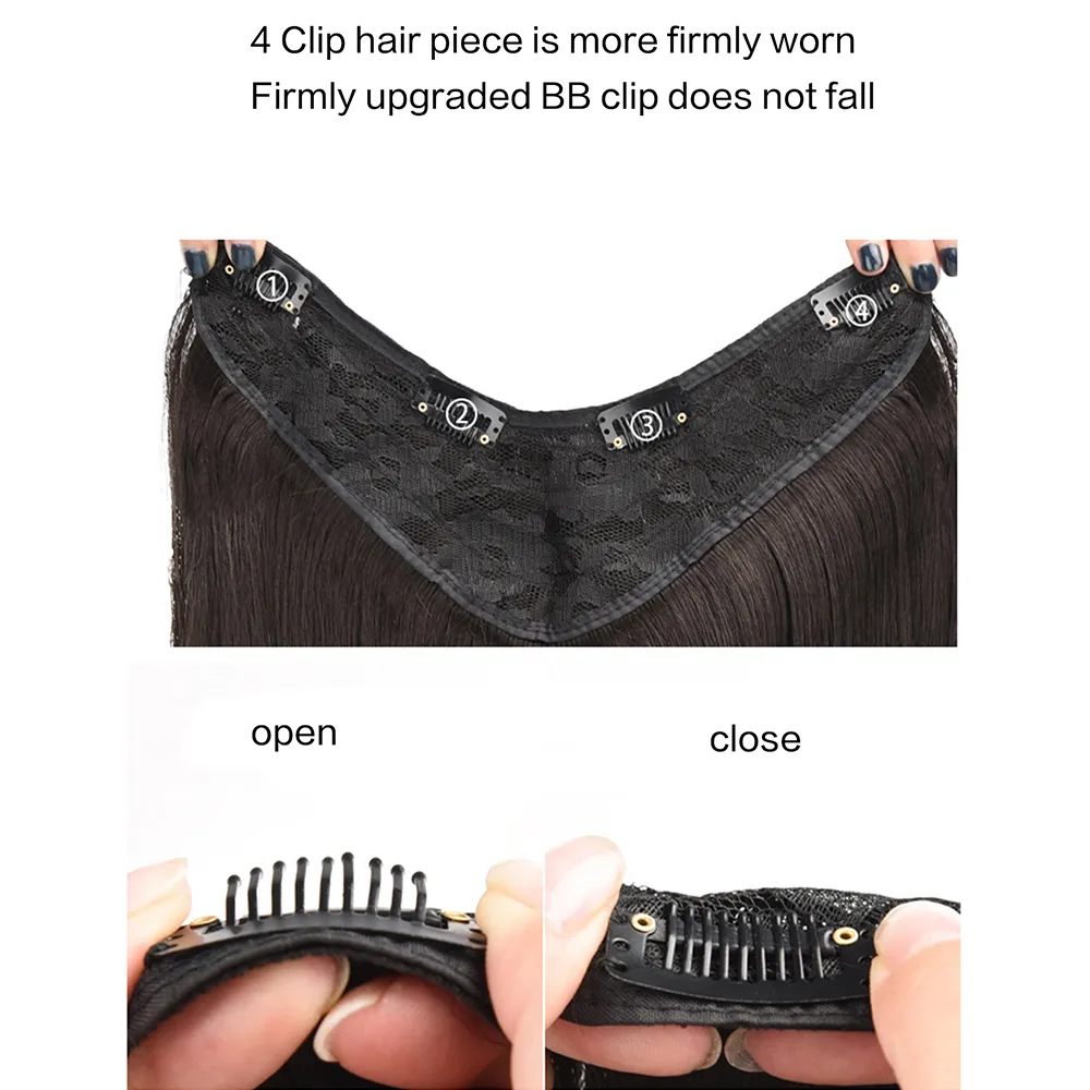 One-Pieces Clip Wig Invisible Synthetic Hair Extensions U-Type Short Straight Extension Women Hairpieces Half Wig Female — image 3