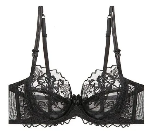 Everyday Lace Lingerie Ultra-thin Breathable Upper Support Anti-sag No Sponge Transparent Bra Set ladies Basic Underwear S-XL — image 13