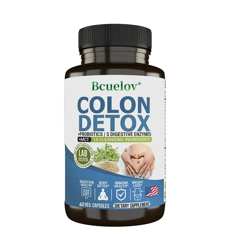 Colon Detox Probiotics Containing Psyllium Husk Relieves Constipation and Bloating Cleansing Supplement