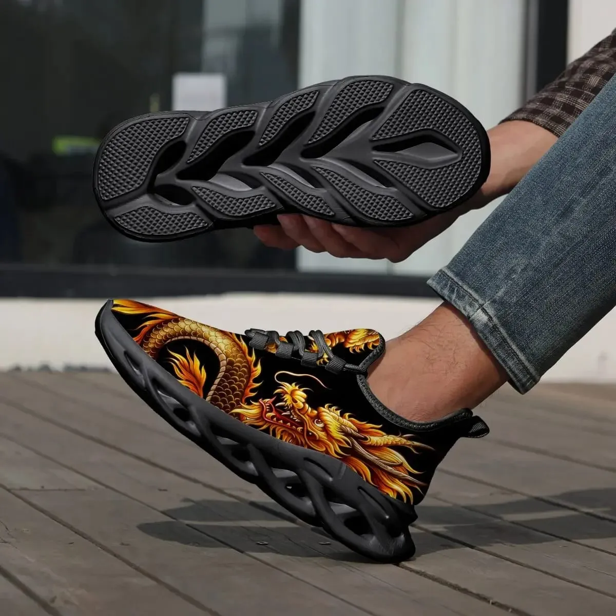 Dragon Graphics Sneakers Men Mesh Breathable Casual Men Shoes Unisex Light Thick Sole Couple Shoes Athletic Sneakers Women Shoes — image 5