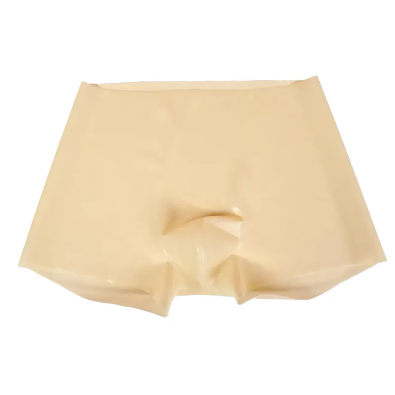 Mens Latex Boxer Briefs Underpants See-Through Rubber Safety Panties Low Waist Seamless Underwear for Sensory Appeal