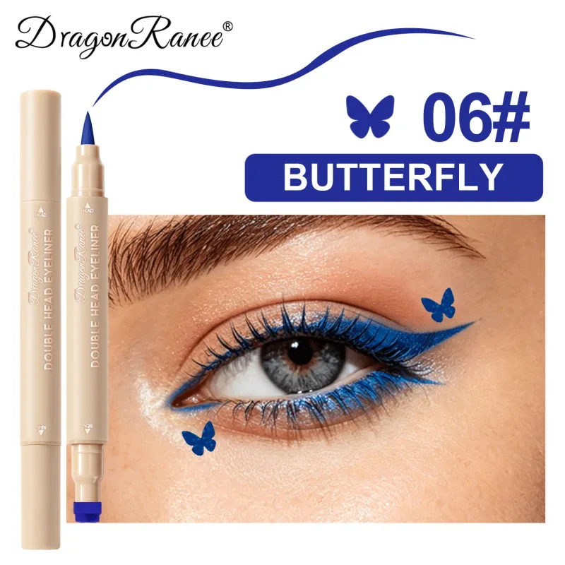 Eyeliner 2 w 1 z podwójną końcówką szybkoschnący wodoodporny i odporny na pot niełatwy do rozmazania kolorowy eyeliner do makijażu oczu
