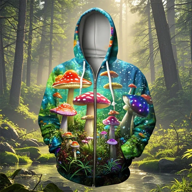 Mushroom 3D Print Zipper Hoodie Men Women Casual Fashion Hooded Sweatshirts Male Oversized Tracksuit Hoodies Man Coat Clothing — image 20