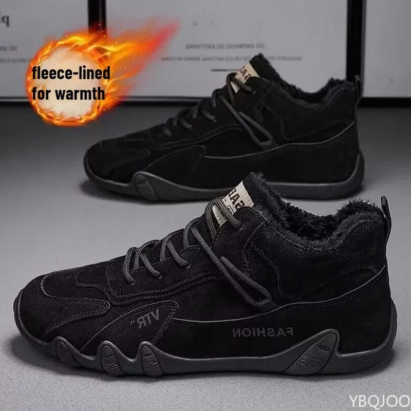 Large Size Autumn Winter Fashion Item with Plush and Thickened Warm Cotton Shoes for Outdoor Comfort Trendy Men's Cotton Shoes — image 4
