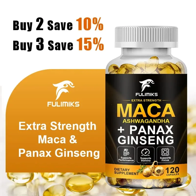 Triple Maca Blend with Ginseng & Ashwagandha Supplement Supports Reproductive Health Hormonal Balance Muscle & Stress Relief — image 2