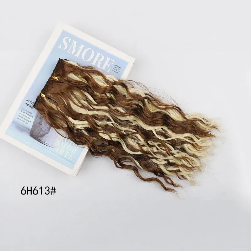 Clip in Hair Extensions 4PCS 14inch Short Curly Wavy Hair Extensions Invisible Lace Weft Soft Synthetic Hairpieces for Women