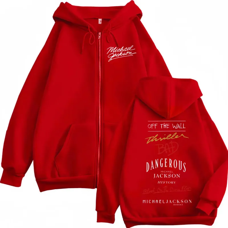 90's Rock Singer Michael Jackson Album Print Zipper Hoodie High Quality Fashion Zip Up Pullovers Men Women Oversized Sweatshirts — image 6