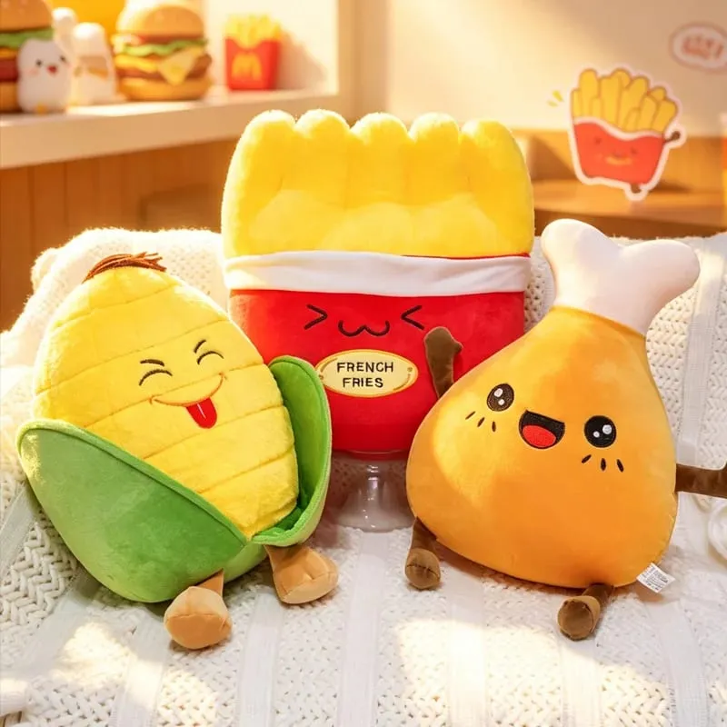Corn Fries Chicken Leg Throw Pillow Simulation Food Plush Sofa Cushion Adorably Room Decor Toy Accompany Sleep Toy Creative Gift — image 2