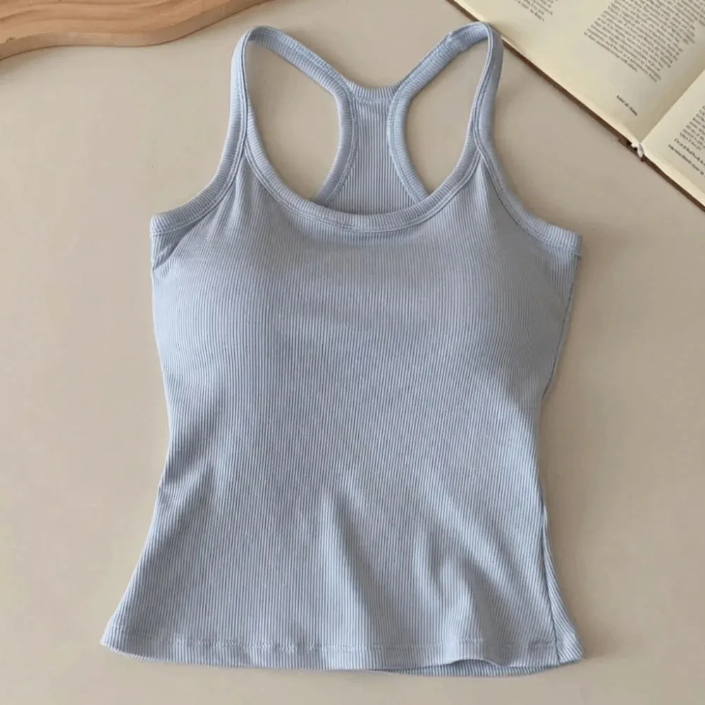 Wide Shoulder Straps Hollow Vest Comfortable H-Shaped Back Breast Small Camisole Slim Design Elastic Thin Tank Tops — image 11