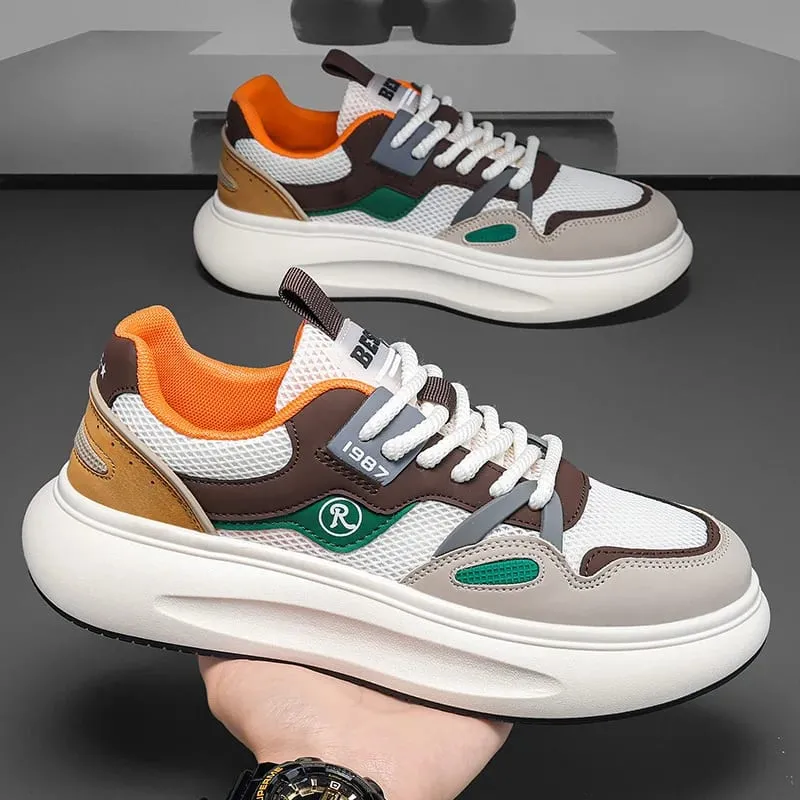 Free Shipping Sports Mens Shoes Height Increasing Thick Sole Vulcanized Sneakers Fashion Casual Lace Up Anti SlipOutdoor Walking — image 3