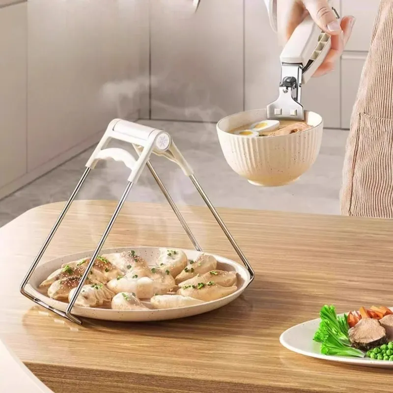 Heat Resistant Bowl Tongs Kitchen Utensils Steamer Stainless Steel Plate Elevator Cooking Safety Clamp Tool — image 2