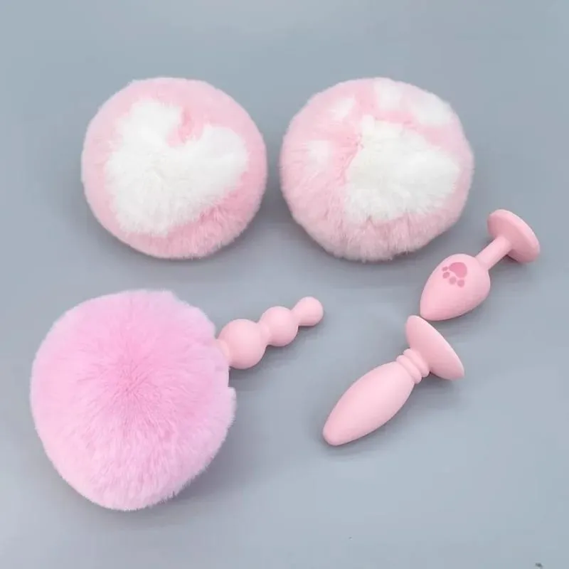 Small Silicone Butt Plug Dildo Vaginal Plug with Detachable Fake Soft Fox Rabbit Tail for Couple Anal Bead Dilator Sex Toys — image 4