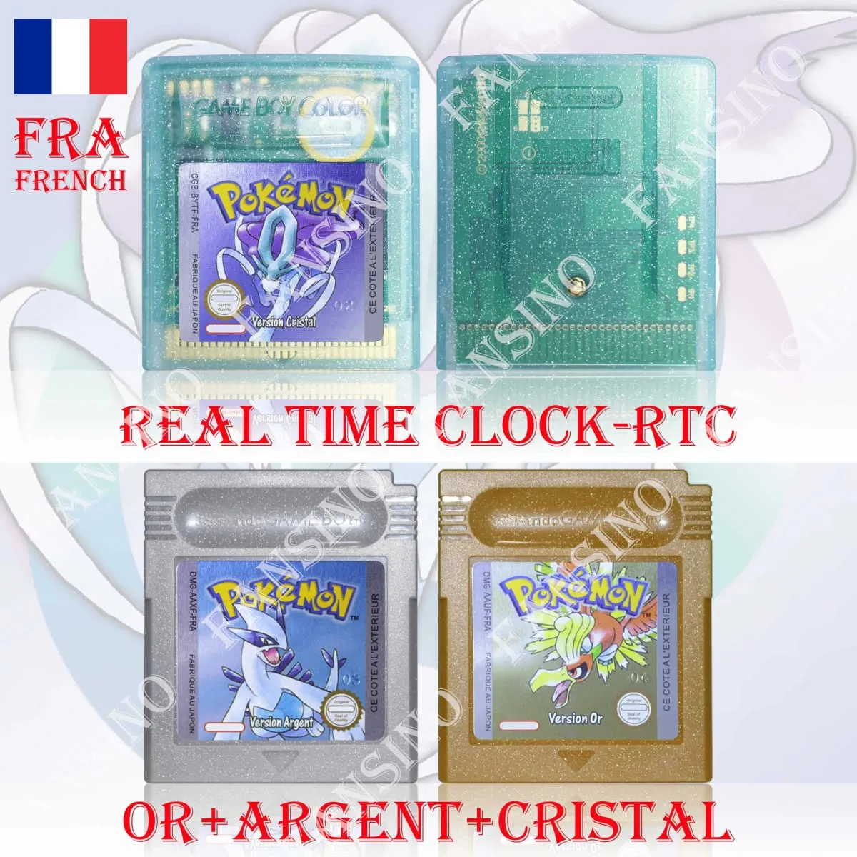 GB/GBC Real Time Clock Pokemon Crystal/Gold/Silver Version Video Game Cartridge with Battery USA/NOE/FRA/ESP/ITA Version — image 5