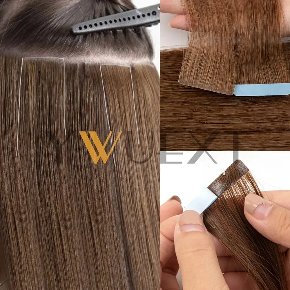 Invisible PU Skin Weft Hair Extensions Natural Straight Machine Remy Seamless Adhesive Tape In Human Hair 10pcs/pack — image 2