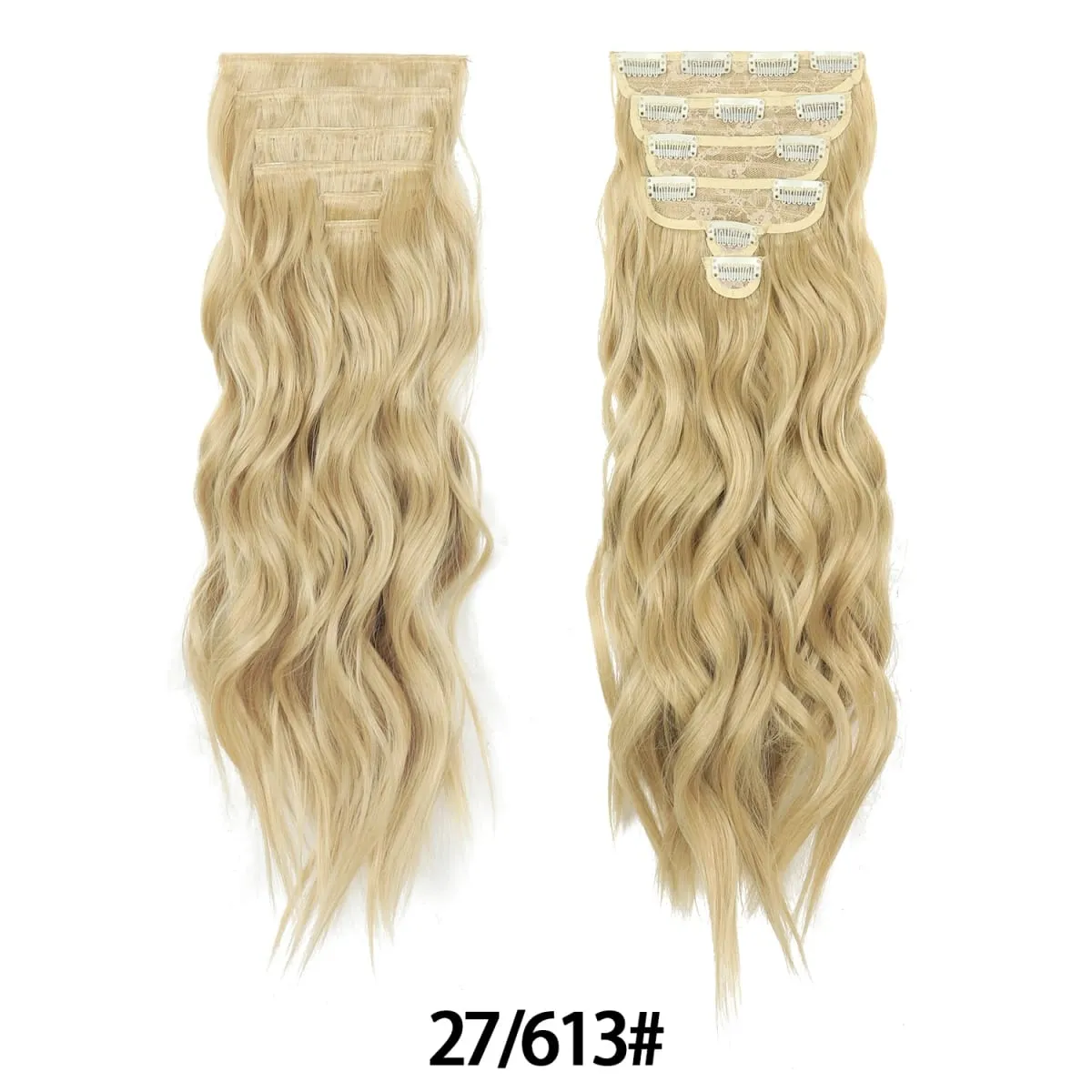 Clip in Hair Extensions 6PCS Thick Synthetic Hair Long Beach Waves hair Invisible Lace Weft Natural Soft Hairpieces for Women — image 13