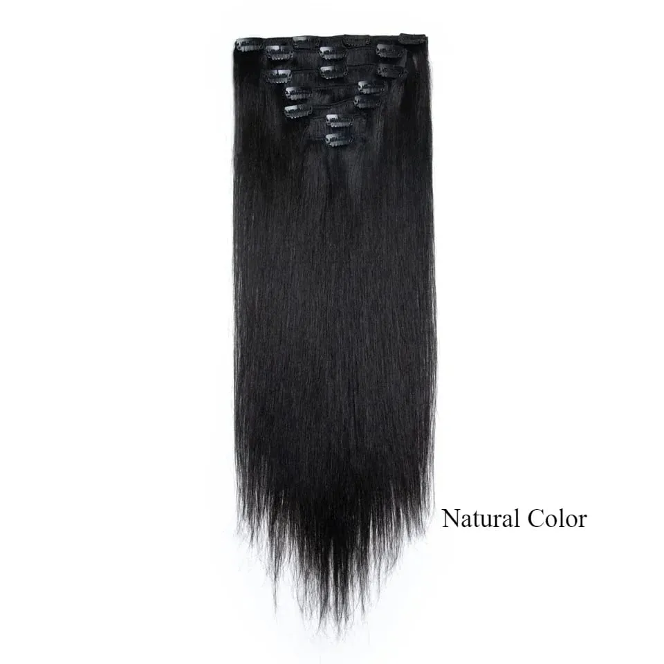 Rebecca Clip In Hair Extensions Human Hair Straight Clip In Blonde P6/613 P8/613 P27/613 P4/27 Color Clip Ins Remy Hair 7Pcs Set — image 14