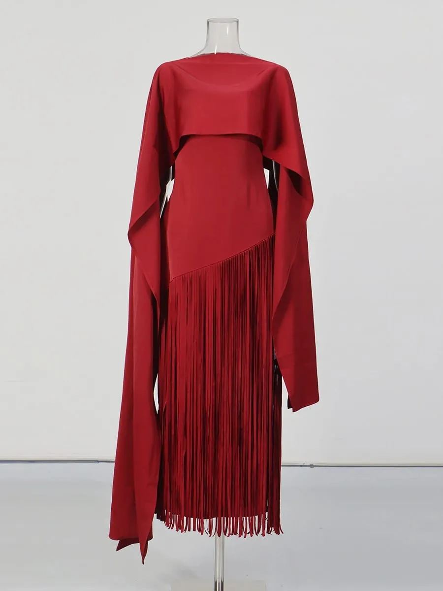 Solid Loose Spliced Tassel Chic Dresses for Women O Neck Sleeveless Luxury Elegant Dress Female Summer Fashion New — image 6