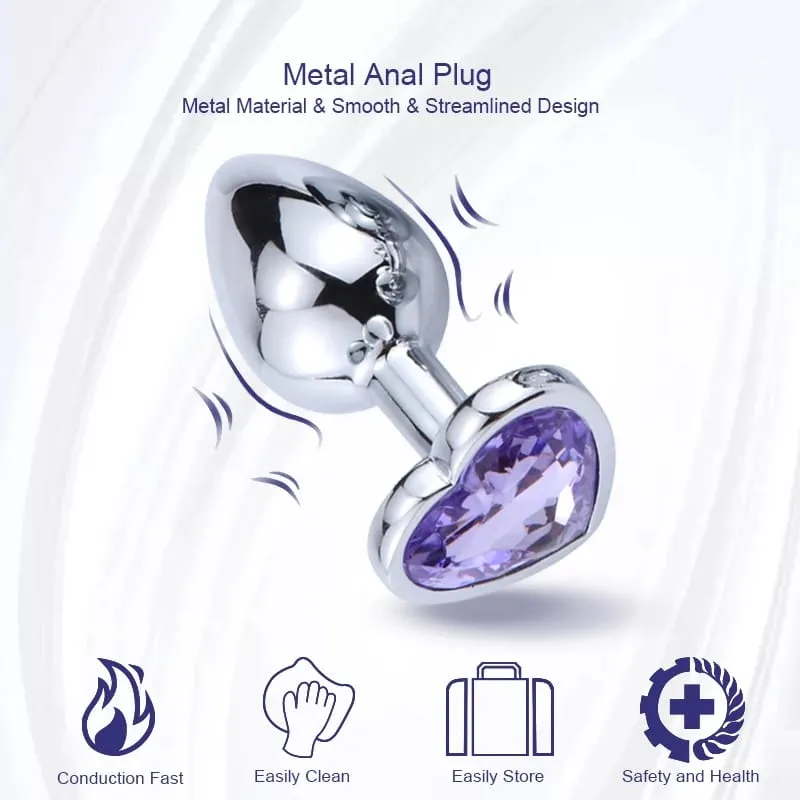 Anal Plug Heart 3 Sizes Stainless Steel Crystal Anal Plug Removable Butt Plug Stimulator Anal Sex Toys Prostate Massager Dildo — image 3